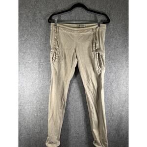 Sack's‎ Pants Women Gray Green Cotton Silk Pull On Jogger Lagenlook Minimalist